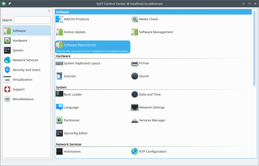 Use YaST to start configuring software repositories on openSUSE and conveniently manage central software sources via a graphical interface.